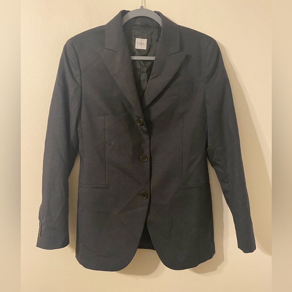 VTG Women's VZone Valentino 3-Button Gray Blazer Suit Jacket Size EU 42 US 10
